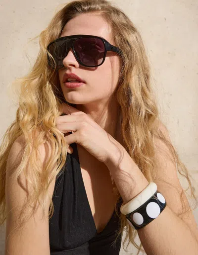 Bershka 3-pack Of Resin-effect Bracelets In Black