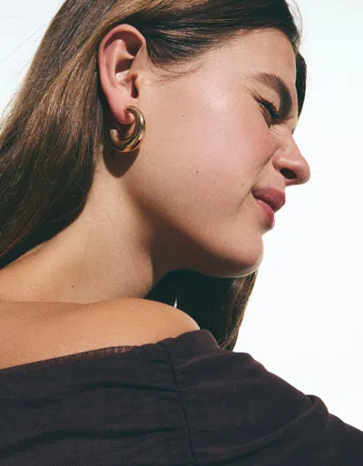 Bershka 3-pack Of Resin-effect Earrings In Gold