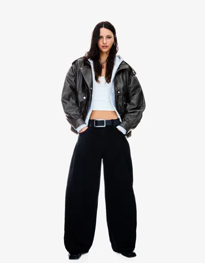 Bershka ‘80s Leather Jacket In Black