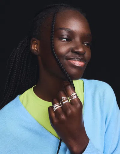 Bershka 9-pack Of Thin Rings In Metallic