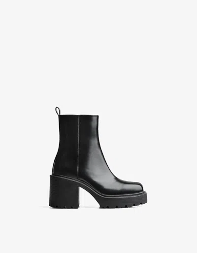 Bershka Ankle Boots With Square Toecap In Black