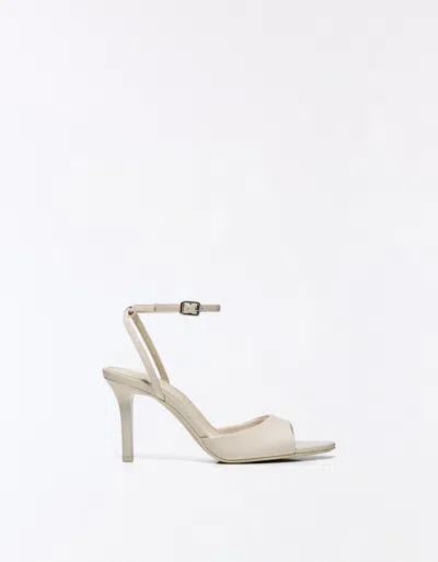 Bershka Ankle Strap High-heel Sandal In Neutral