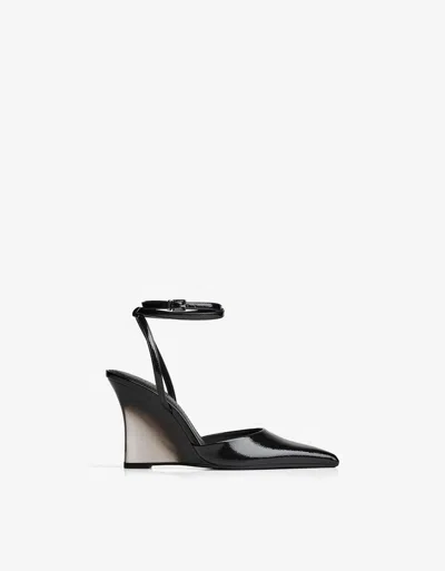 Bershka Ankle Strap Wedge Heel Shoe In Black