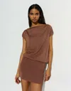 Bershka Asymmetric Mini Dress In Brown