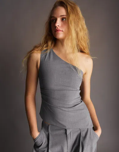 Bershka Asymmetric Top In Gray