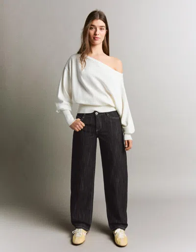 Bershka Baggy Barrel Jeans In Black