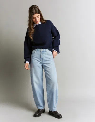 Bershka Baggy Barrel Jeans In Blue