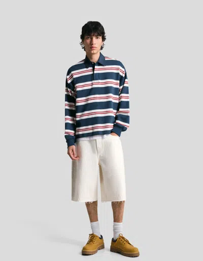 Bershka Baggy Bermuda Shorts In White