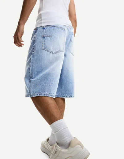 Bershka Baggy Denim Bermuda Shorts In Blue