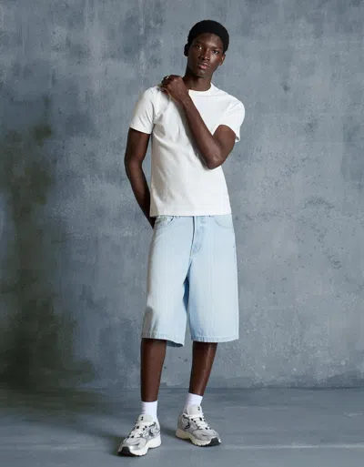 Bershka Baggy Denim Bermuda Shorts In Blue