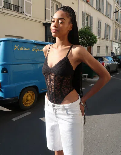 Bershka Baggy Denim Shorts In Black