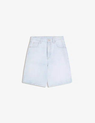 Bershka Baggy Denim Shorts In Blue