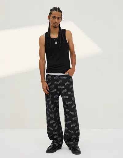 Bershka Baggy Jacquard Jeans In Multi