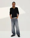 Bershka Baggy Jeans With Patch In Blue