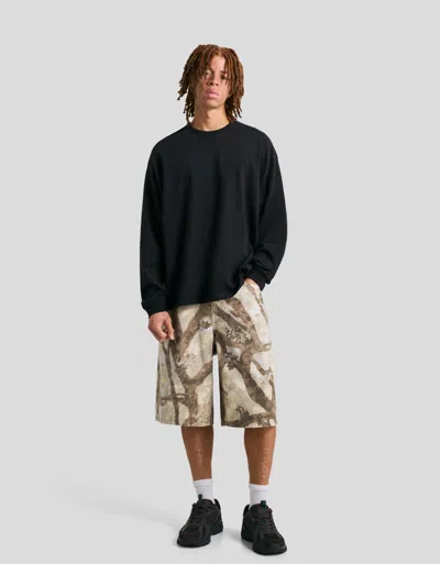 Bershka Baggy Printed Bermuda Shorts In Black