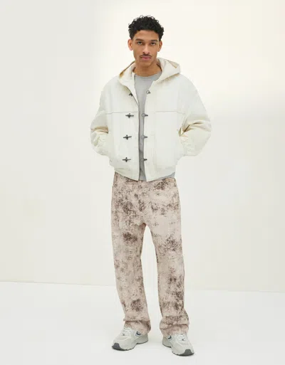 Bershka Baggy Textured Print Jeans In Brown