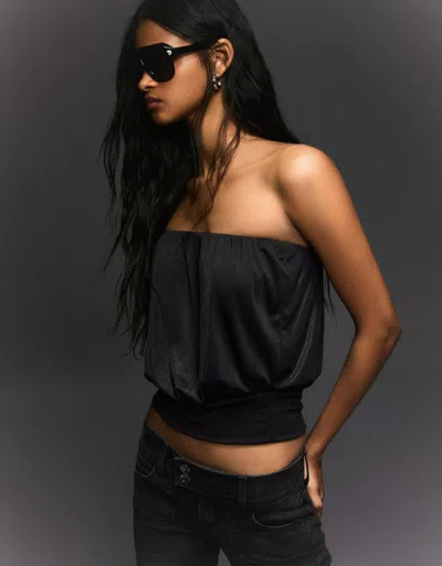Bershka Bandeau Top With Sash In Black