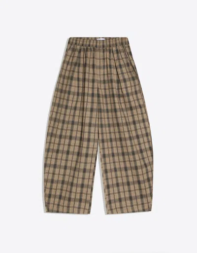 Bershka Balloon Fit Printed Trousers In Brown