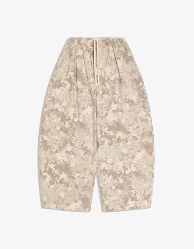 Bershka Balloon Fit Printed Trousers In Brown