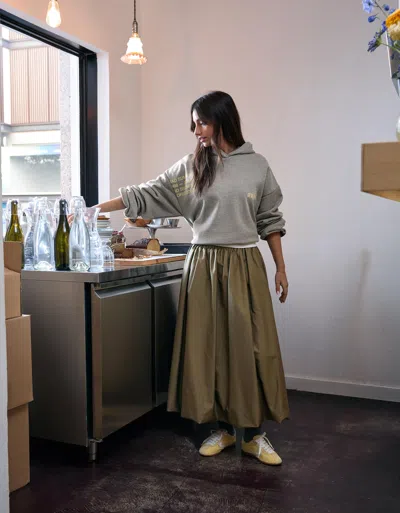 Bershka Balloon Midi Skirt In Brown