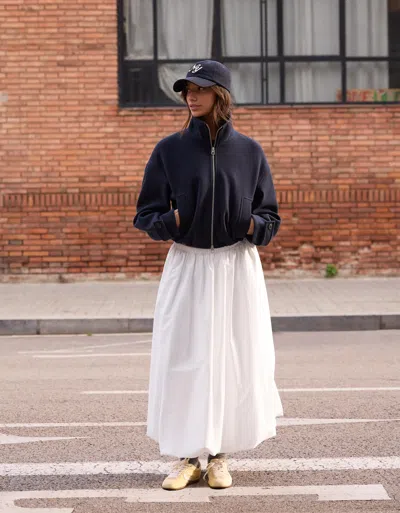 Bershka Balloon Midi Skirt In White