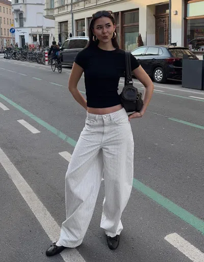 Bershka Balloon Striped Trousers In Multi