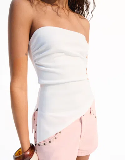 Bershka Bandeau Top With Gathered Detail In White