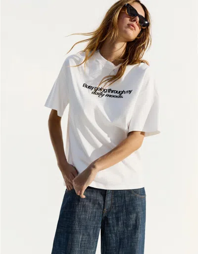 Bershka Barbie Print Short Sleeve T-shirt In White