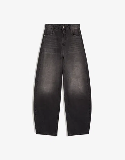 Bershka Barrel Jeans In Black