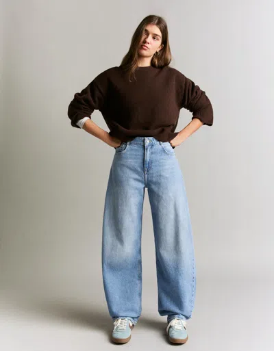 Bershka Barrel Jeans In Blue