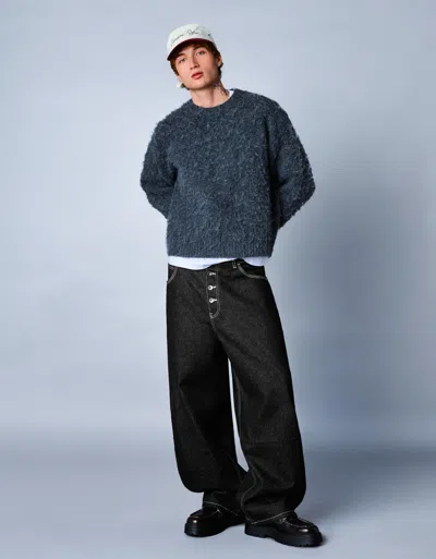 Bershka Barrel Jeans In Blue