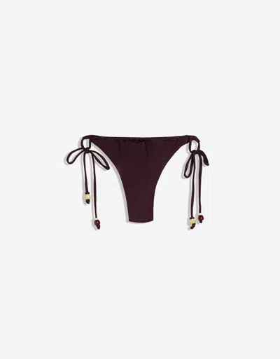 Bershka Basic Beaded Bikini Bottoms In Brown