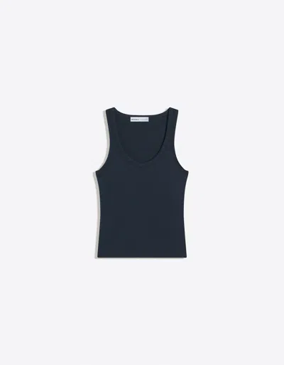 Bershka Basic Ribbed Vest Top In Blue