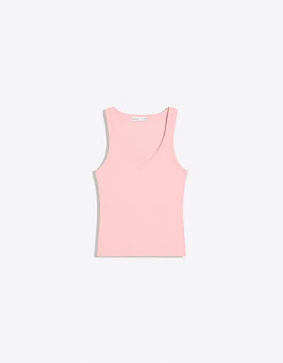 Bershka Basic Ribbed Vest Top In Pink