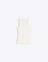 Bershka Basic Ribbed Vest Top In White