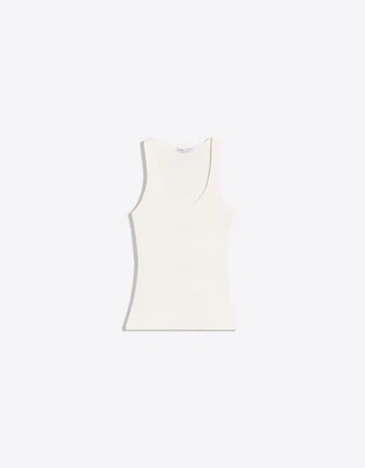 Bershka Basic Ribbed Vest Top In White