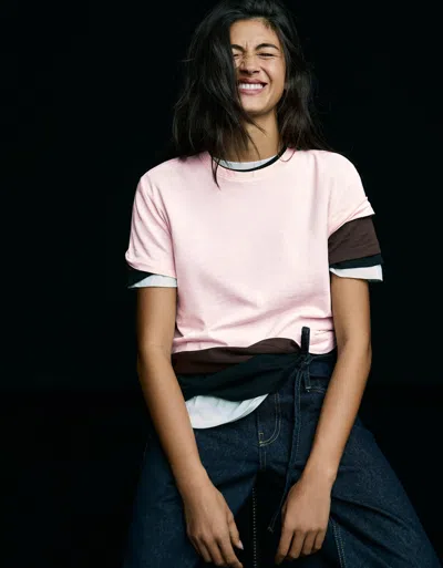 Bershka Basic Short Sleeve T-shirt In Pink