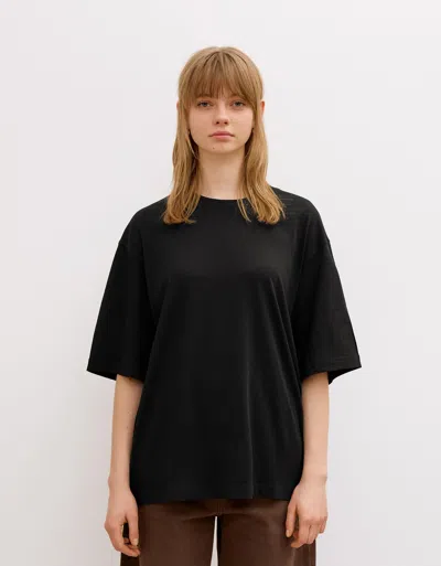 Bershka Basic Short-sleeved T-shirt In Black