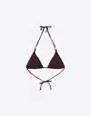 Bershka Beaded Basic Bikini Top In Brown