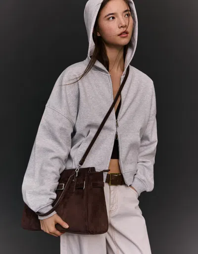 Bershka Belt Shopper Bag In Brown