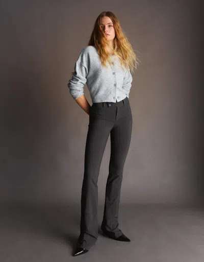 Bershka Bengaline Flared Pants In Gray