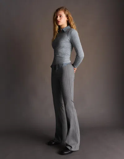 Bershka Bengaline Flared Pants In Gray