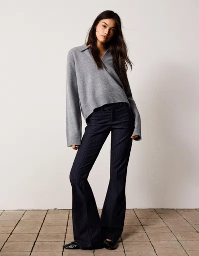 Bershka Bengaline Flared Pants In Gray