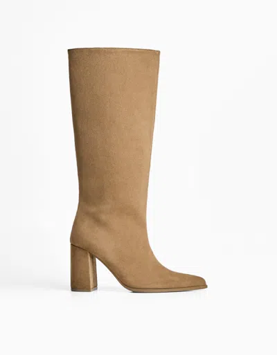 Bershka Block Heel Boots In Brown