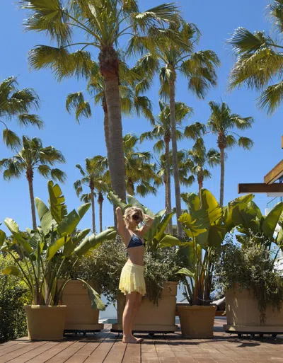 Bershka Blonde Lace Ruffled Mini Skirt In Yellow