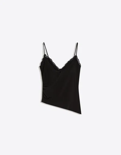 Bershka Blonde Lace Tank Top In Black