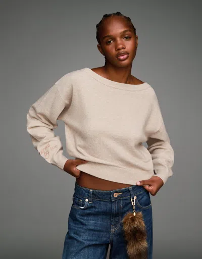 Bershka Boatneck Sweater In Neutral
