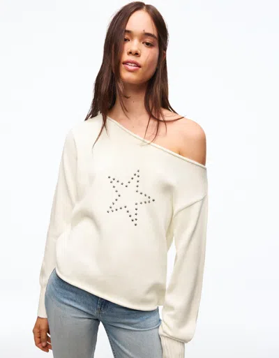 Bershka Boatneck Sweater In White