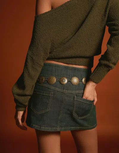 Bershka Boho Medallion Chain In Gold