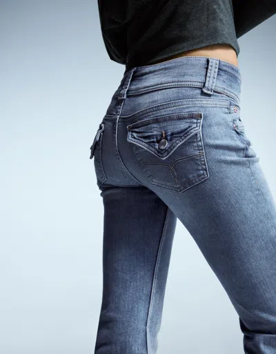 Bershka Bootcut Jeans With Flaps In Blue